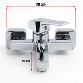 Banyo Bataryası Krom Kaplama Paslanmaz Gövde Seramik Kartuşlu Su Tasarruflu Duvar Tipi Musluk thumbnail 3