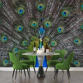 Tavuskuşu ve Tüyü Duvar Kağıdı Baskı thumbnail 5