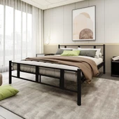 Lotus Çift Kişilik Metal Karyola A Kalite, Ses Çıkarmaz ,Ölçülü Model Karyola Siyah 1635-b thumbnail 1