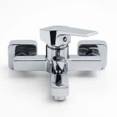 Banyo Bataryası Krom Kaplama Paslanmaz Gövde Seramik Kartuşlu Su Tasarruflu Duvar Tipi Musluk thumbnail 1