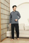 Erkek %100 Pamuklu Pijama Takımı-3 Düğmeli-12440 thumbnail 1