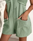 Kadın Askı Aksesuarlı önü Bağlama Detay Salopet şort Tulum thumbnail 5