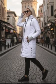 Kışlık Kapüşonlu Kadın Uzun Şişme Mont thumbnail 1