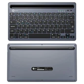 Lenovo Lecoo BK100 Bluetooth V3.0 Çoklu Cihaz Uyumlu Şarj Edilebilir Kablosuz Gri Türkçe Q Klavye thumbnail 4