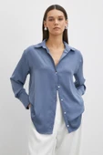 Basic Saten Gömlek İndigo thumbnail 1