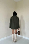 Haki Çizgili Oversize Ceket thumbnail 4