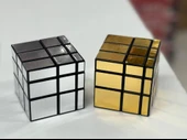 3x3x3 Mirror Sihirli Zeka Küpü Geometrik Asimetrik Küp İkili Set Gümüş Ve Sarı thumbnail 2