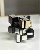 3x3x3 Mirror Sihirli Zeka Küpü Geometrik Asimetrik Küp İkili Set Gümüş Ve Sarı thumbnail 4