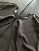 Kışlık Bisiklet Yaka Üç İplik Basic weathirt  Füme thumbnail 2