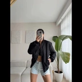 Unisex İçi Astarlı Düz Bomber Ceket  iyah thumbnail 2