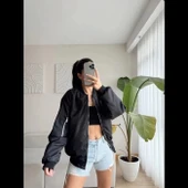 Unisex İçi Astarlı Düz Bomber Ceket  iyah thumbnail 3