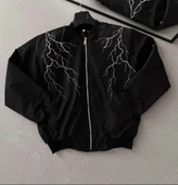 Yıldırım Baskılı Uzun Kol Bomber Ceket  iyah thumbnail 2