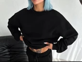 Kışlık Bisiklet Yaka Üç İplik Basic weathirt  iyah thumbnail 1