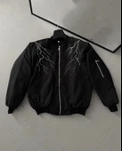 Yıldırım Baskılı Uzun Kol Bomber Ceket  iyah thumbnail 1