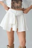 Gömlek Bağlamalı Şort  Krem thumbnail 1