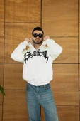 Erkek Kapüşonlu weatshirt Hoodie 3 İplik Şardonlu Pamuklu Kumaş, Önü Baskılı, Fermuarlı Rahat Kalıp, Kışlık Ve okak tili thumbnail 1