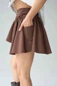 Gömlek Bağlamalı Şort  KAHVE thumbnail 4