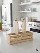 Ahşap Doğal 3Lü Yağdanlık ve Sosluk Altı(IHLAMUR - KAVAK) Ahşap Rengi AHŞAP - 2 ADET thumbnail 1