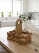 Ahşap Doğal Baharatlık Yağdanlık ve Peçetelik Altı(KİRAZ) Ahşap Rengi AHŞAP - 2 ADET thumbnail 1