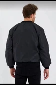 Unisex Uzun Kol Baskılı Bomber Ceket  iyah thumbnail 2