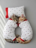 Berry Kedi Uyku Seti | Penye Kedi Tulum ve Mini Yastık Takımı | Pamuklu | Tüy Dökülmesini Azaltır | thumbnail 4