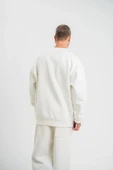 Uzun Kol Bisiklet Yaka Basic weathirt  Beyaz thumbnail 4