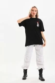 Unisex Baskılı Oversize TShirt  Siyah thumbnail 3