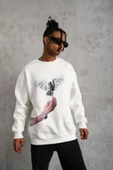 Erkek Güvercin Baskılı weatshirt  Beyaz thumbnail 1