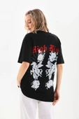 Unisex Baskılı Oversize TShirt  Siyah thumbnail 1