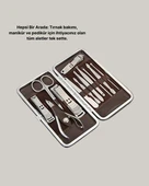 Profesyonel Tırnak Bakım Seti Çelik Aletli Şık Deri Çantalı thumbnail 4