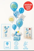 Mavi Doğum Günü Balon Kutusu – Happy Birthday Konsept Parti Süsleri Masa Üstü Stand thumbnail 4