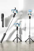 Tripod Kablosuz Bluetooth Bağlantılı Selfie Çubuğu 360 Derece Dönebilen thumbnail 2