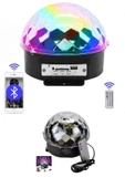 Küre Disko Topu Müzik Çalar Renkli Lazer Işıklı Bluetooth Disko Parti Işığı Kumandalı thumbnail 5