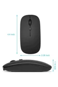 Kablosuz Mouse Fare Şarjlı Bluetooth Wireless Çift Modlu Sessiz thumbnail 4