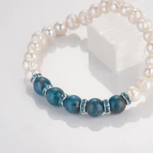 MK TASARIM Gerçek İnci Apatit Taşı Bileklik MKT.4.10001.1 thumbnail 3