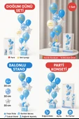 Mavi Doğum Günü Balon Kutusu – Happy Birthday Konsept Parti Süsleri Masa Üstü Stand thumbnail 5