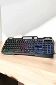 Led Işıklı Oyuncu Klavye Usb Girişli RGB Işıklı Q Klavye Mouse Hediyeli thumbnail 4