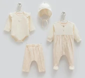 Caramell %100 Pamuk Tiny Lace 4'lü Takım Set 56-62 cm 1-3 Ay CRML.ZK1912 thumbnail 1