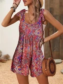 Kadın Omuzlardan Askılı Desenli Geniş Paçalı Süprem Tulum thumbnail 1