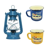 Evde Kamp Keyfi Hediye Seti - Retro Fener ve Emaye Bardaklar (3 Parça) thumbnail 2