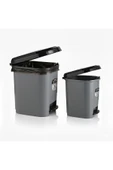 Ark 20 Lt ve 9 Lt Plastik Pedallı Çöp Kovası 2'li Set thumbnail 1