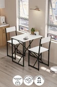 Bofigo 2li Mutfak Seti Mutfak Masa ve Sandalye Seti Balkon Masası Cafe Seti Maysa Beyaz thumbnail 1