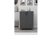 Bofigo 4 Raflı 2 Kapaklı Ayakkabılık Çok Amaçlı Dolap Ayakkabı Dolabı Ceren Antrasit thumbnail 2