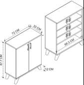 Bofigo 4 Raflı 2 Kapaklı Ayakkabılık Çok Amaçlı Dolap Ayakkabı Dolabı Ceren Antrasit thumbnail 6