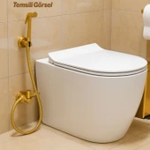 Taharet Matik Lüks Gold Oval Tasarım Su Basınç Ayarlı Hijyenik Kullanım Uyumlu Bide Spreyi thumbnail 4