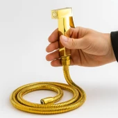 Taharet Matik Lüx Gold Kare Model Su Tasarruflu Basınç Ayarlı Temizlik Duş Başlığı ve Hortum Seti thumbnail 2