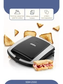 Sinbo Elektrikli Tost Makinesi 1500 W Izgara Fonksiyonlu Teflon Kaplama Siyah Gri Alüminyum thumbnail 1