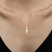 14 Ayar Altın Plakalı Bıçak Figürlü Özel Günler İçin Hediyelik Altın Kolye-798 thumbnail 2