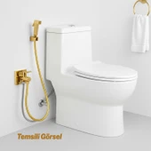 Taharet Matik Lüx Gold Kare Model Su Tasarruflu Basınç Ayarlı Temizlik Duş Başlığı ve Hortum Seti thumbnail 4