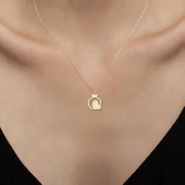 14 Ayar Altın Plakalı Nar ve Kuş Figürlü Sevgililer Günü Hediyesine Özel Altın Kolye-790 thumbnail 2